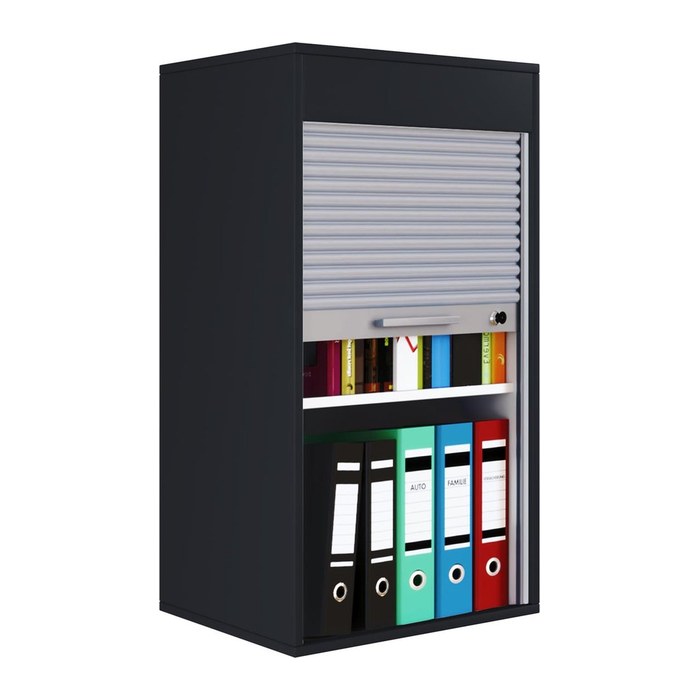 VCM my office Aktos L Rollladenschrank schwarz 1 Fachboden 50,0 x 40,0 x 93,0 cm