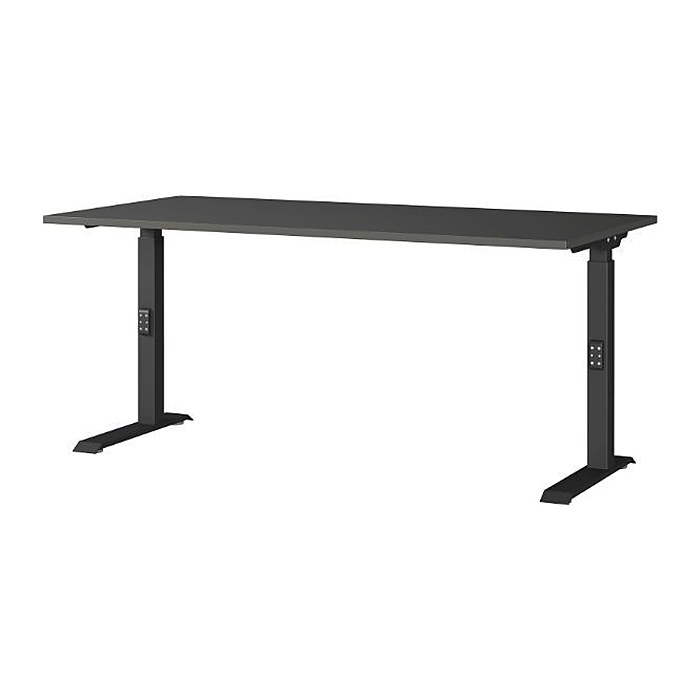 GERMANIA DOWNEY höhenverstellbarer Schreibtisch grafit rechteckig, C-Fuß-Gestell schwarz 160,0 x 80,0 cm
