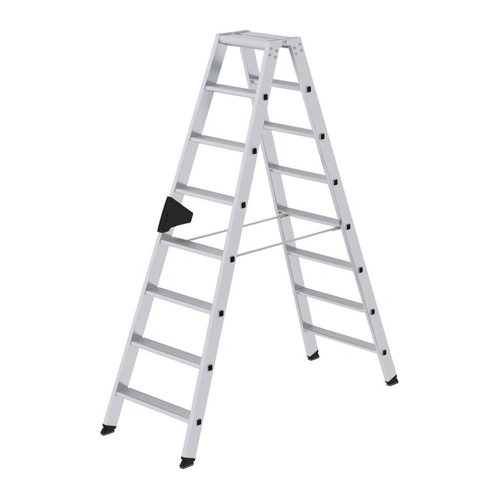 MUNK Stehleiter beidseitig 40216 silber 2x 8 Stufen, H: 185,0 cm