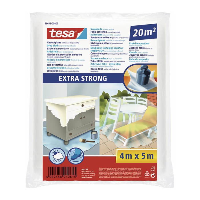 tesa Abdeckplane EXTRA STRONG 4,0 x 5,0 m transparent