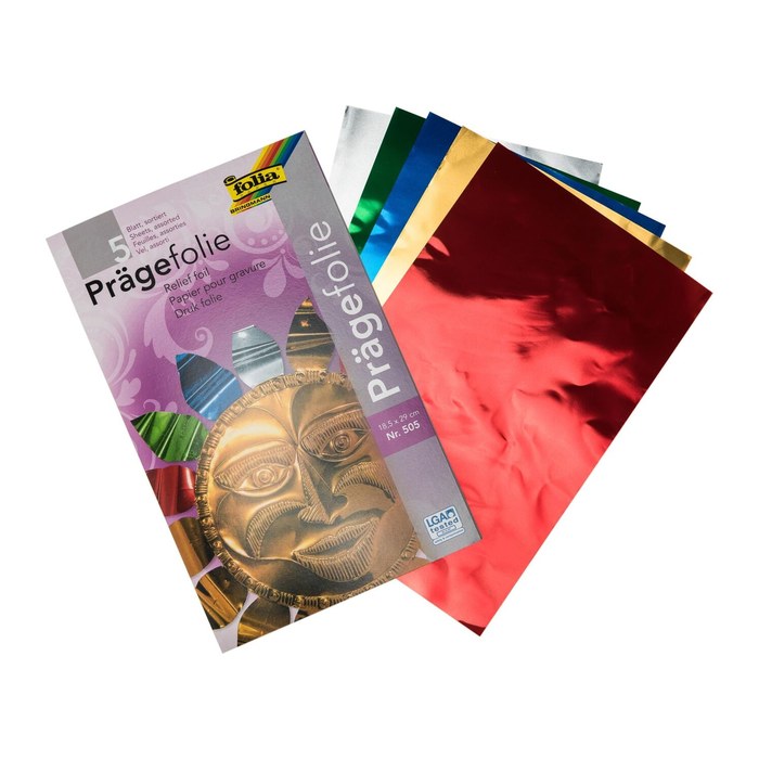 folia Prägefolie farbsortiert, 5 Blatt