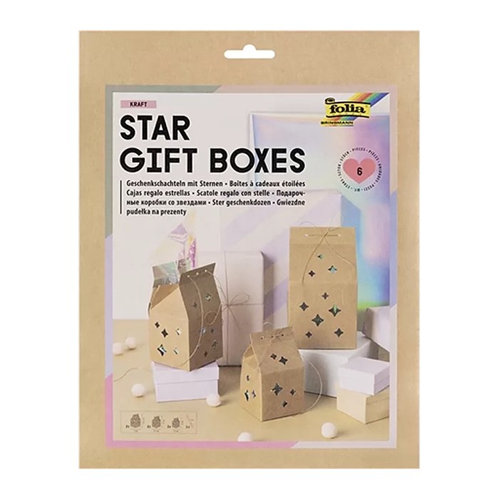 folia Geschenktüten STAR GIFT BOXES braun 75,0 / 85,0 / 110,0 x 130,0 / 150,0 / 195,0 mm, 6 St.