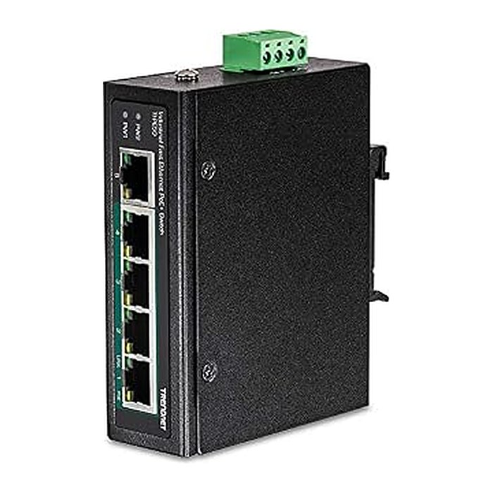 TRENDnet Industrial Switch 5-Port Fast Eth. PoE+ DIN-Rail