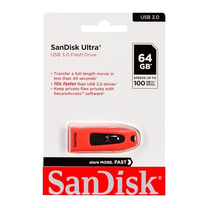 SanDisk USB-Stick Ultra 3.0 rot 64 GB, 1 St.