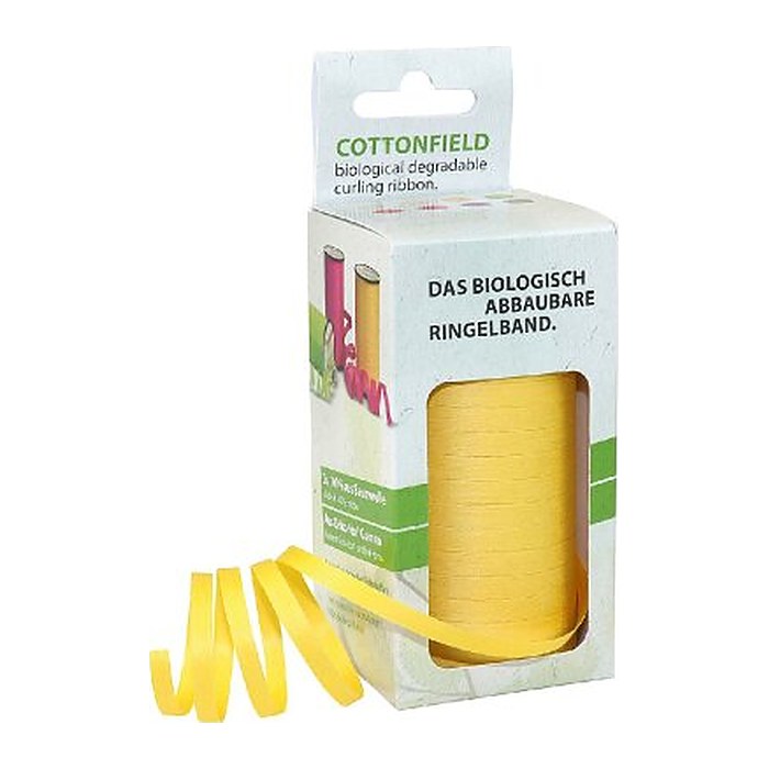 PRÄSENT Geschenkband COTTONFIELD matt gelb 5,0 mm x 100,0 m