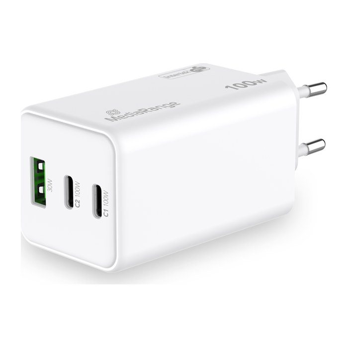 MediaRange MRMA123 GaN-Ladeadapter weiß, 100,0 Watt