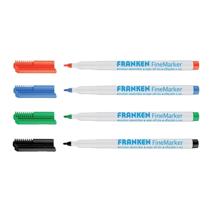 FRANKEN Whiteboard- und Flipchart-Marker farbsortiert 1,0 - 2,0 mm, 4 St.