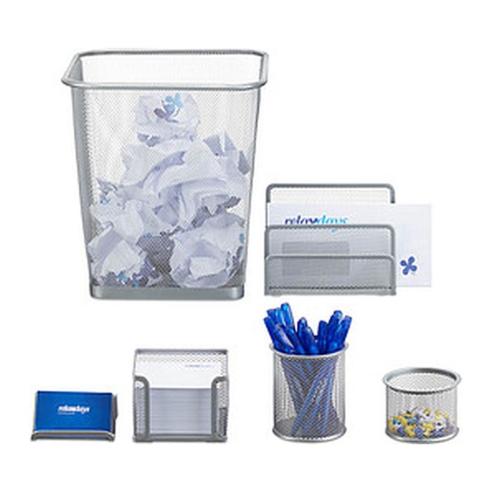 relaxdays Schreibtischset silber