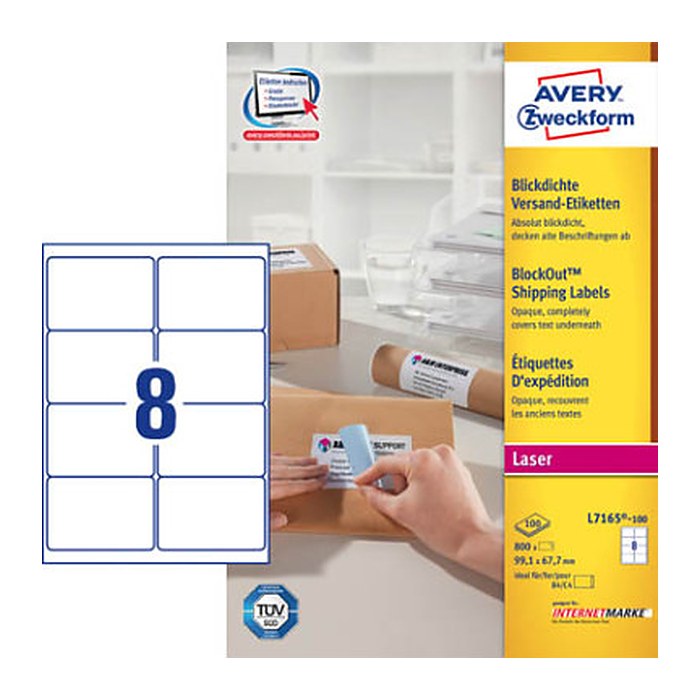 AVERY Zweckform Versandetiketten L7165-100 weiß 99,1 x 67,7 mm, 100 Blatt