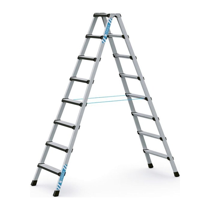 ZARGES Stehleiter beidseitig Comfortstep B silber 2x 8 Stufen, H: 218,0 cm