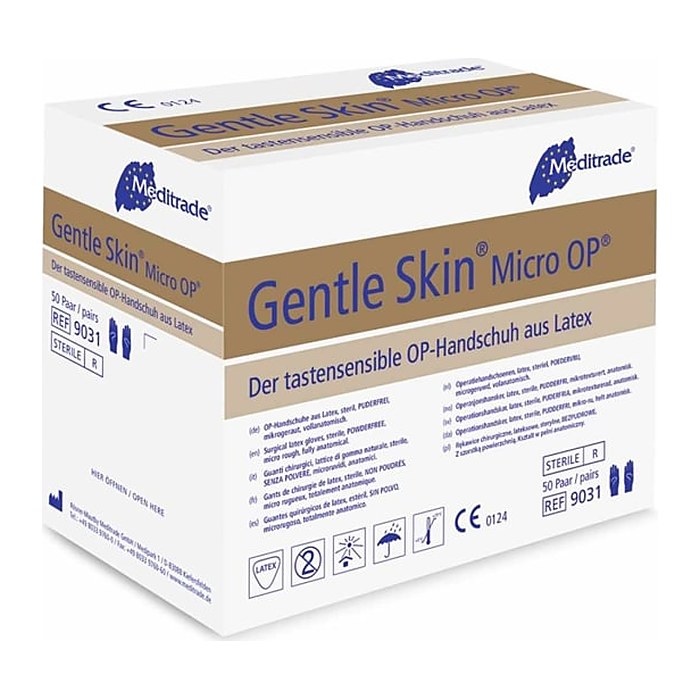 Meditrade® unisex OP-Handschuhe Gentle Skin® Micro braun Größe 7, 50 Paar