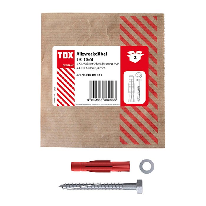 TOX TRI 10/61 010601161 Dübel mit Schrauben Ø 10 mm x 61 mm, 2 St.