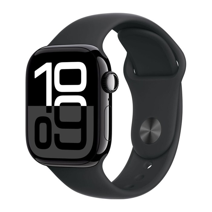 Apple Watch Series 10 46 mm Aluminium (GPS) Sportarmband M/L schwarz, diamantschwarz