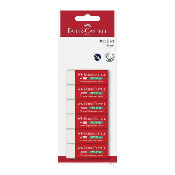 FABER-CASTELL Radierer PVC-free 7095-20 6x BK
