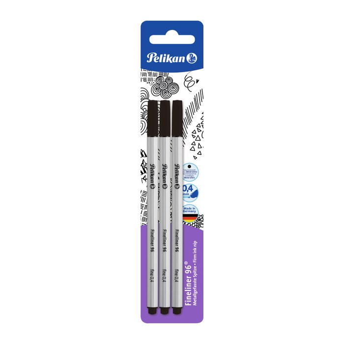 Pelikan 96 Fineliner schwarz 0,4 mm, 3 St.