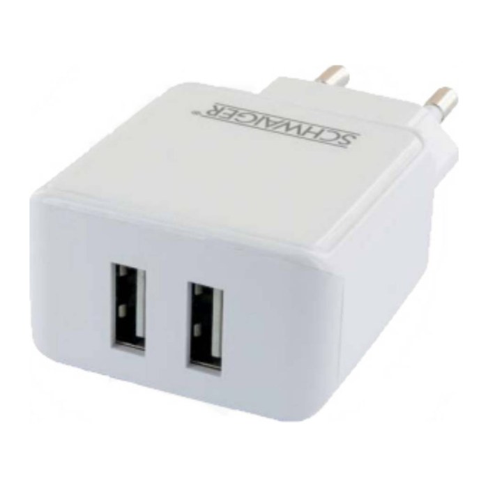 Schwaiger Ladegerät 230V 2x USB 2.4A Weiß