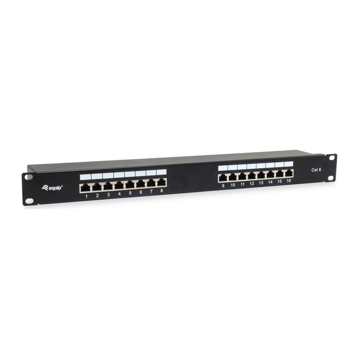 Equip 19" Patchpanel 16xRJ45 Cat6 FTP 1U 250MHz RAL9005