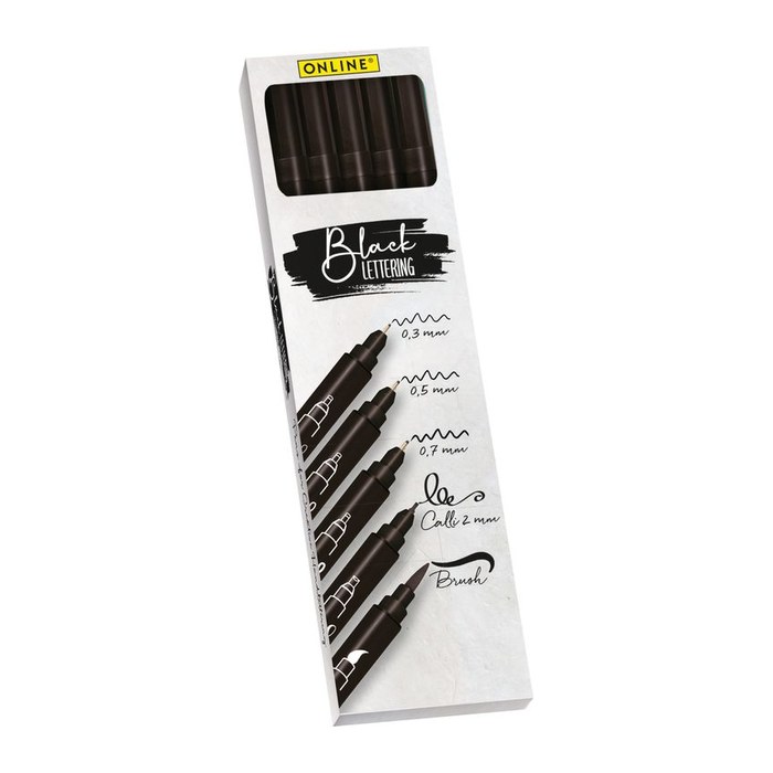 ONLINE® Black Lettering Acrylstifte-Set schwarz 5 St.