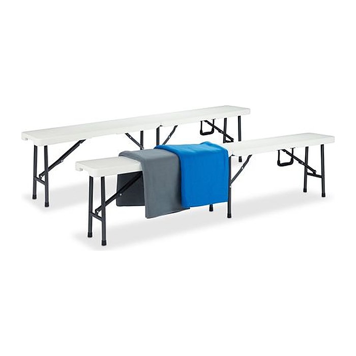relaxdays Bierbänke 10022836_0 weiß Kunststoff 181,0 cm, 2 St.