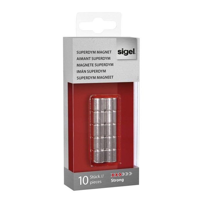 SIGEL C5 "Strong" Magnete silber, Metall Ø 1,0 x 1,0 cm, 10 St.