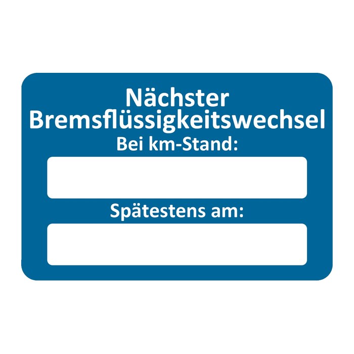 EICHNER Aufkleber Nächster Bremsflüssigkeitswechsel bei, blau/weiß 6,0 x 4,0 cm, 250 St.