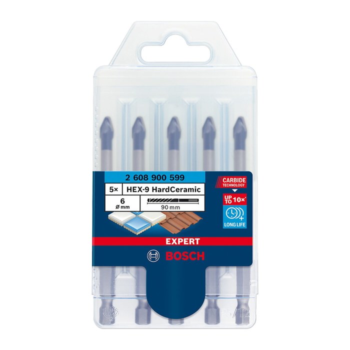 BOSCH Fliesenbohrer-Set EXPERT HEX-9 HardCeramic, 5-teilig