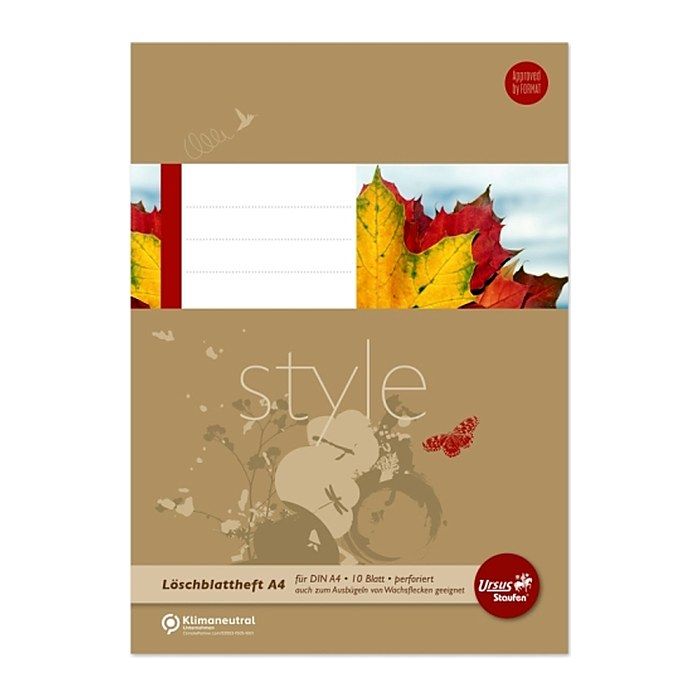 Ursus® Löschblattheft Lineatur ohne blanko DIN A4 ohne Rand, 10 Blatt, 1 St.