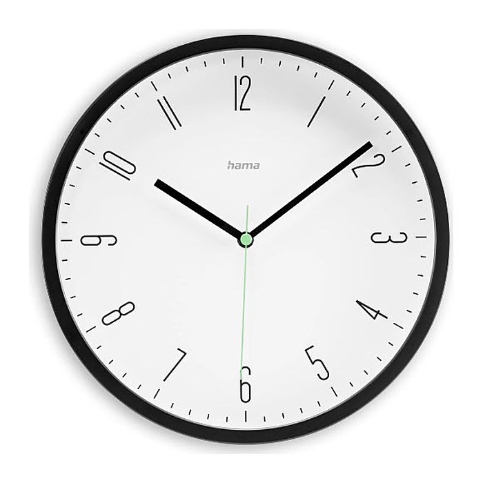 hama Wanduhr Capri weiß schwarz Kunststoff, Ø 25,0 cm