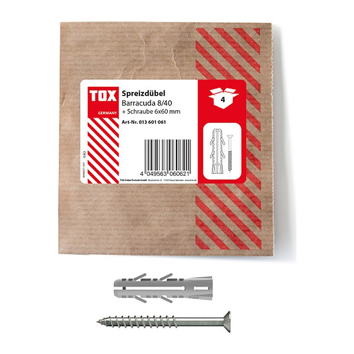 TOX BARRACUDA 013601061 Dübel mit Schrauben Ø 8 mm x 40 mm, 4 St.
