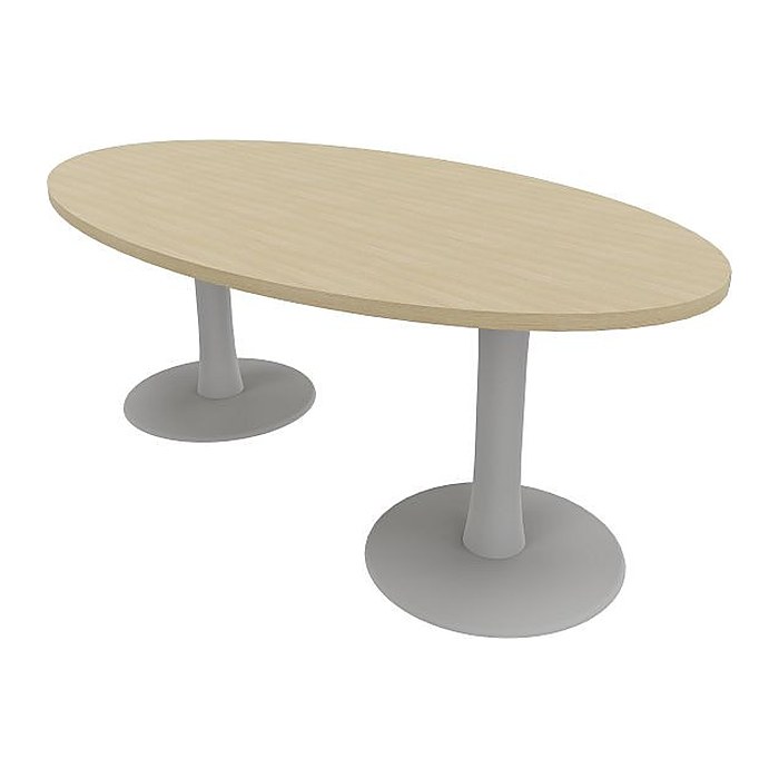 Quadrifoglio Konferenztisch Idea+ eiche oval, Säulenfuß alu, 200,0 x 110,0 x 74,0 cm