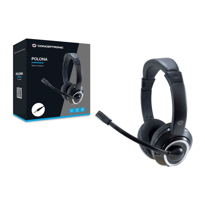 CONCEPTRONIC Headset Stereo AUX/Mikro/Bedien. 2.00m sw