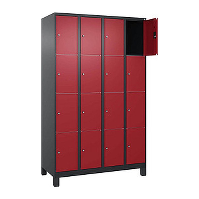 CP Schließfachschrank Classic Plus rubinrot, schwarzgrau 080010-404 S10037, 16 Schließfächer 120,0 x 50,0 x 195,0 cm