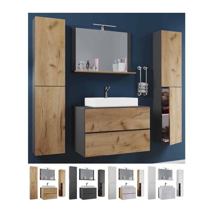VCM my bath Badmöbel-Set 5-teilig Lendas XL 915217 anthrazit 147,0 x 52,0 x 150,0 cm
