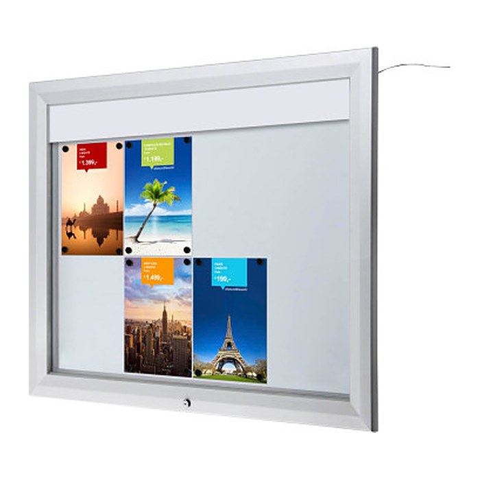 Showdown® Displays Schaukasten T LED silber 8x DIN A4 102,5 x 4,7 x 86,0 cm, 1 St.