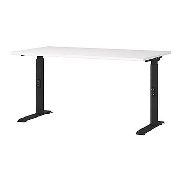GERMANIA DOWNEY höhenverstellbarer Schreibtisch weiß rechteckig, C-Fuß-Gestell schwarz 140,0 x 80,0 cm
