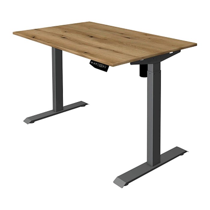 Kerkmann Move 1 elektrisch höhenverstellbarer Schreibtisch eiche rechteckig, T-Fuß-Gestell grau 120,0 x 80,0 cm