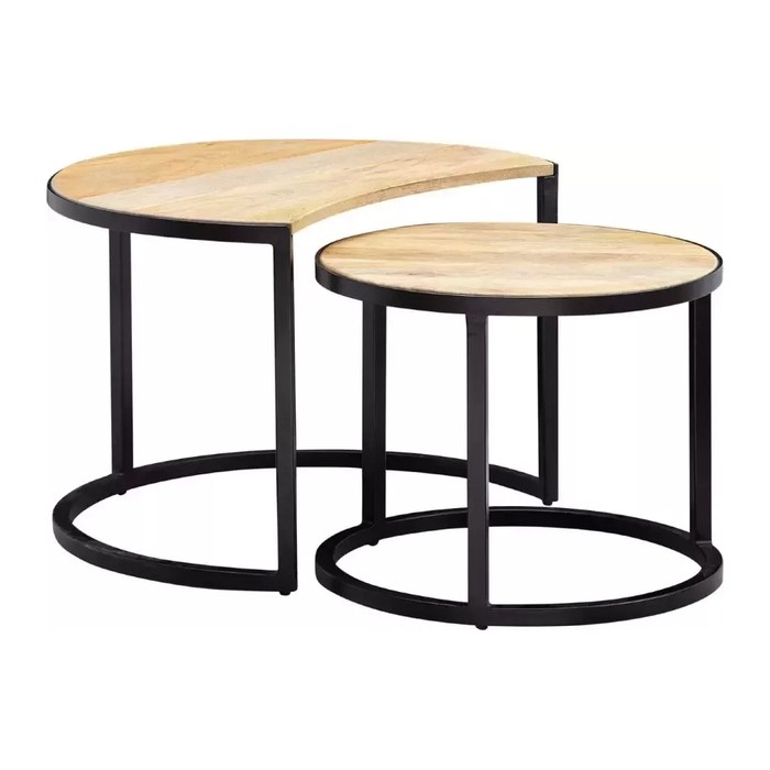 WOHNLING Couchtische-Set rund Massivholz mango, 1 St.
