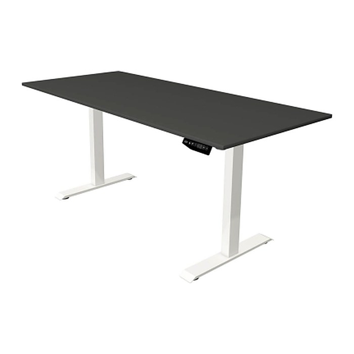 Kerkmann Move 1 elektrisch höhenverstellbarer Schreibtisch anthrazit rechteckig, T-Fuß-Gestell weiß 180,0 x 80,0 cm