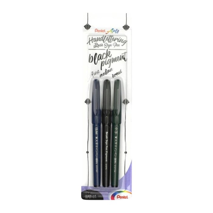Pentel XSES14/3-ANN2 Brush-Pen schwarz, 3 St.