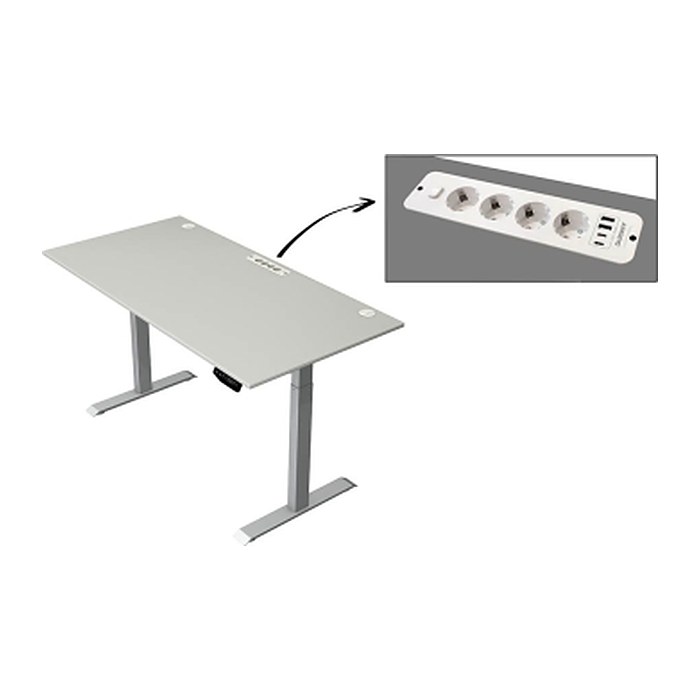 Kerkmann Move 1 plus elektrisch höhenverstellbarer Schreibtisch lichtgrau rechteckig, T-Fuß-Gestell grau 160,0 x 80,0 cm
