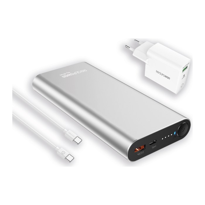 RealPower Powerbank PB-20000PD Pro Set silber 20.000mAh