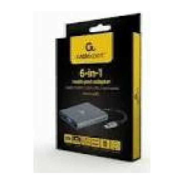 gembird USB Typ-C 6-in-1 Kombi Adapter spacegrau