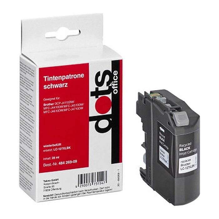 dots schwarz Druckerpatrone kompatibel zu brother LC-127XLBK