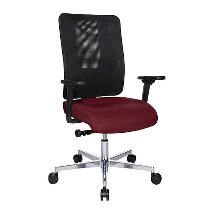 Topstar Bürostuhl Sitness Open X (N) Deluxe Alu mit Schiebesitz, OX39WTW2 T270 Stoff rot, Gestell alu