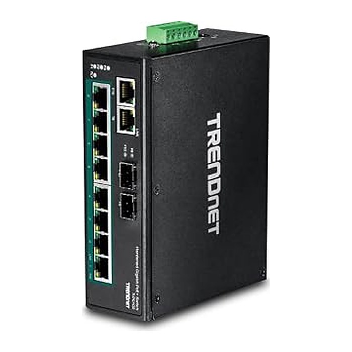 TRENDnet Industrial Switch 10-Port Gbit PoE+ DIN-Rail