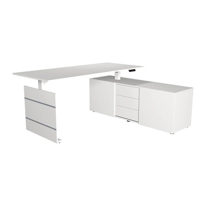 Kerkmann Move 3 elektrisch höhenverstellbarer Schreibtisch weiß rechteckig, Wangen-Gestell weiß 180,0 x 80,0 cm