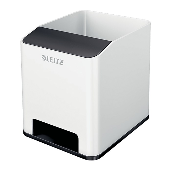 LEITZ Stiftehalter WOW Duo Colour perlweiß/schwarz Polystyrol 2 Fächer 9,0 x 10,1 x 10,0 cm