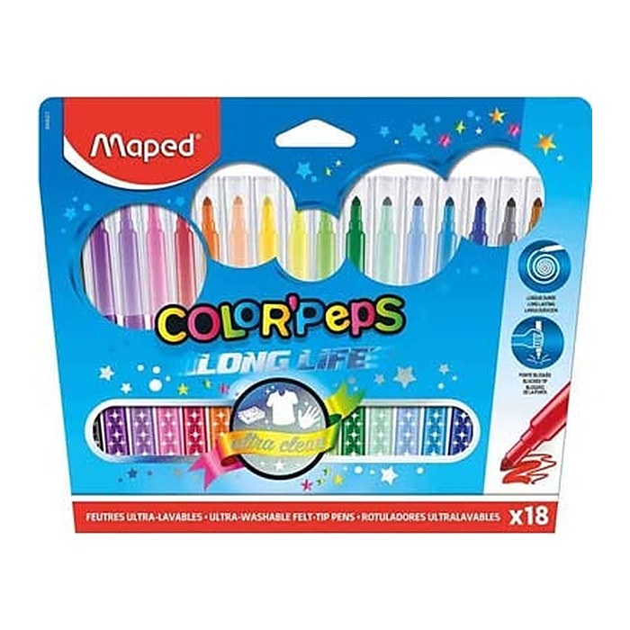 maped COLOR´PEPS LONG LIFE Filzstifte farbsortiert, 18 St.