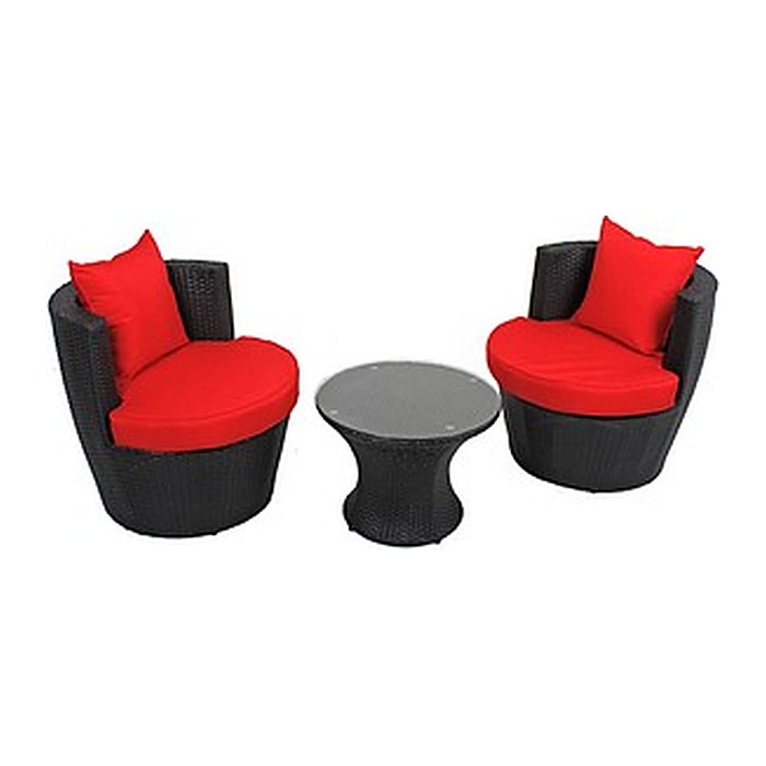 Garden Pleasure Sitzgruppe Linz rot, schwarz Kunststoff, Metall, 7-teilig