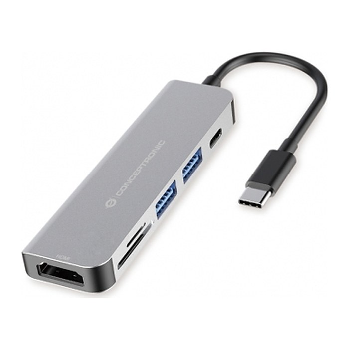 CONCEPTRONIC 6-1 Dock USB-C->HDMI/2xUSB-A/SD/TF/+ 15cm gr